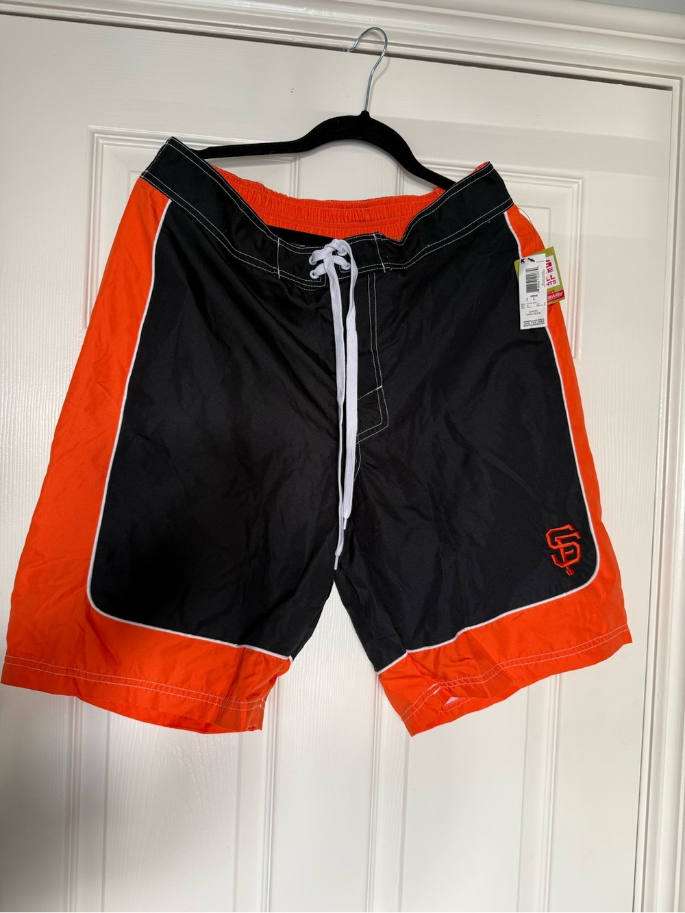 MLB Men’s Black and Orange Swim Board Shorts
